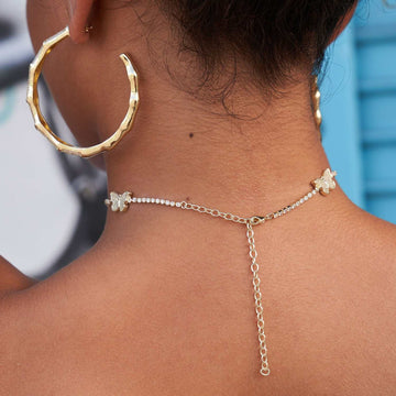 Collar Micro Mariposa + Tobillera Paquete - Oro Amarillo