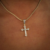 Solid Gold Iced Celtic Cross Pendant-VS Diamonds