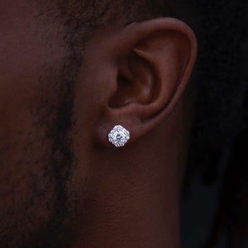 Micro Clustered Diamond Earrings White Gold