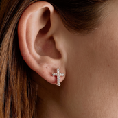 Micro Cross Stud Earrings in Rose Gold