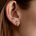 Pendientes con pasador micro cruz en oro rosa