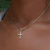 Solid Gold Micro Diamond Cross Pendant-VS Diamonds