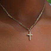 Solid Gold Micro Diamond Cross Pendant-VS Diamonds