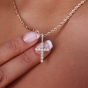Micro Diamond Cross Pendant + 2MM Rope Necklace Bundle in Rose Gold
