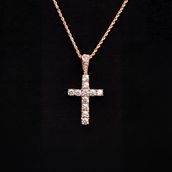 Micro Diamond Cross Pendant + 2MM Rope Chain Bundle in Rose Gold
