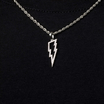 Moissanite Diamond Micro Lightning Bolt Pendant in Sterling Silver