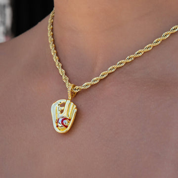 Micro Simple Baseball Glove Pendant in Yellow Gold