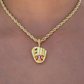 Micro Simple Baseball Glove Pendant in Yellow Gold