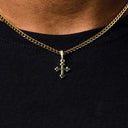 Micro Simple Celtic Cross Pendant in Yellow Gold