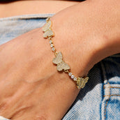 Pulsera Micro Tenis Mariposa en Oro Amarillo