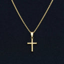Micro Twisted Rope Cross Pendant in Yellow Gold