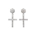 Men's Moissanite Diamond Studded Cross Earring in White Gold Vermeil