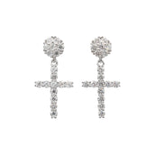 Moissanite Diamond Studded Cross Earring in Sterling Silver