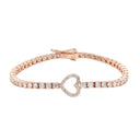Women's Moissanite Heart Tennis Bracelet in Rose Gold Vermeil - 3mm