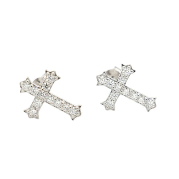 Men's Moissanite Micro Cross Stud Earring in White Gold Vermeil