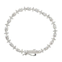 Pulsera de tenis de moissanita con circonitas redondas en plata vermeil de oro blanco para mujer - 6mm