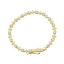 Pulsera de tenis de moissanita redonda con diseño de estrella para mujer en vermeil de oro amarillo - 6mm