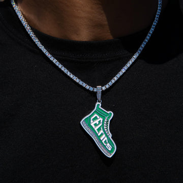 Boston Celtics Official NBA Sneaker Pendant in White Gold