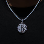 Brooklyn Nets Official NBA Primary Logo Pendant in White Gold