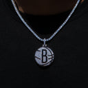Brooklyn Nets Official NBA Primary Logo Pendant in White Gold