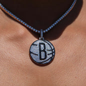Brooklyn Nets Official NBA Primary Logo Pendant in White Gold