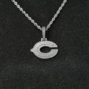 Colgante oficial NFL Micro Logo de los Chicago Bears en oro blanco