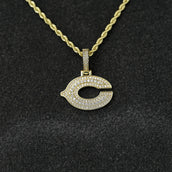 Chicago Bears Official NFL Micro Logo Pendant in Yellow Gold