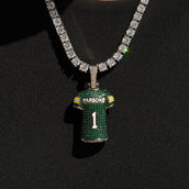[NFLPA] Collar con dije oficial de Micah Parsons de los Green Bay Packers de la NFLPA #1 en oro blanco
