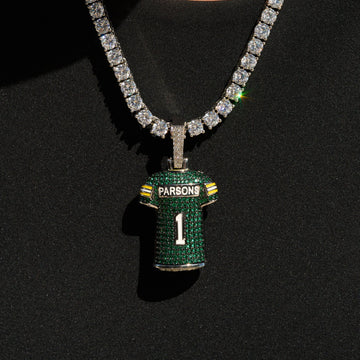 [NFLPA] Colgante de oro blanco #1 de Micah Parsons, camiseta oficial de los Green Bay Packers de la NFLPA