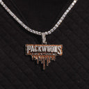 Packwoods Dripping Logo Pendant in White Gold