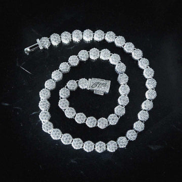 Pave-Set Clustered Tennis Necklace in White Gold - The GLD Shop