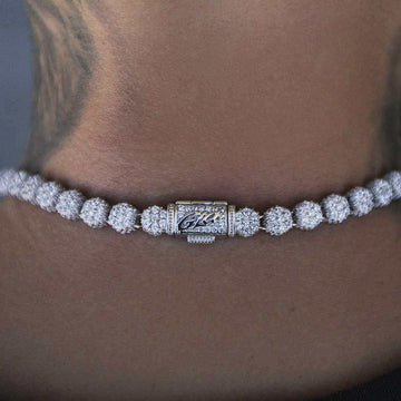 Pave-Set Clustered Tennis Necklace in White Gold - The GLD Shop