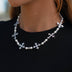 Pearl Cross Chain Necklace in White Gold