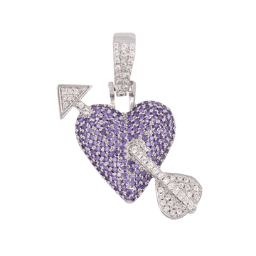 Conjunto de corazón y cruz en oro blanco