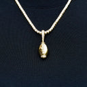Iced Stitched Football Pendant in Yellow Gold
