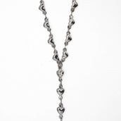 Adjustable Simple Heart Lariat Necklace in White Gold