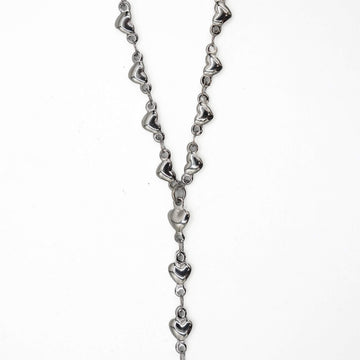 Adjustable Simple Heart Lariat Necklace in White Gold