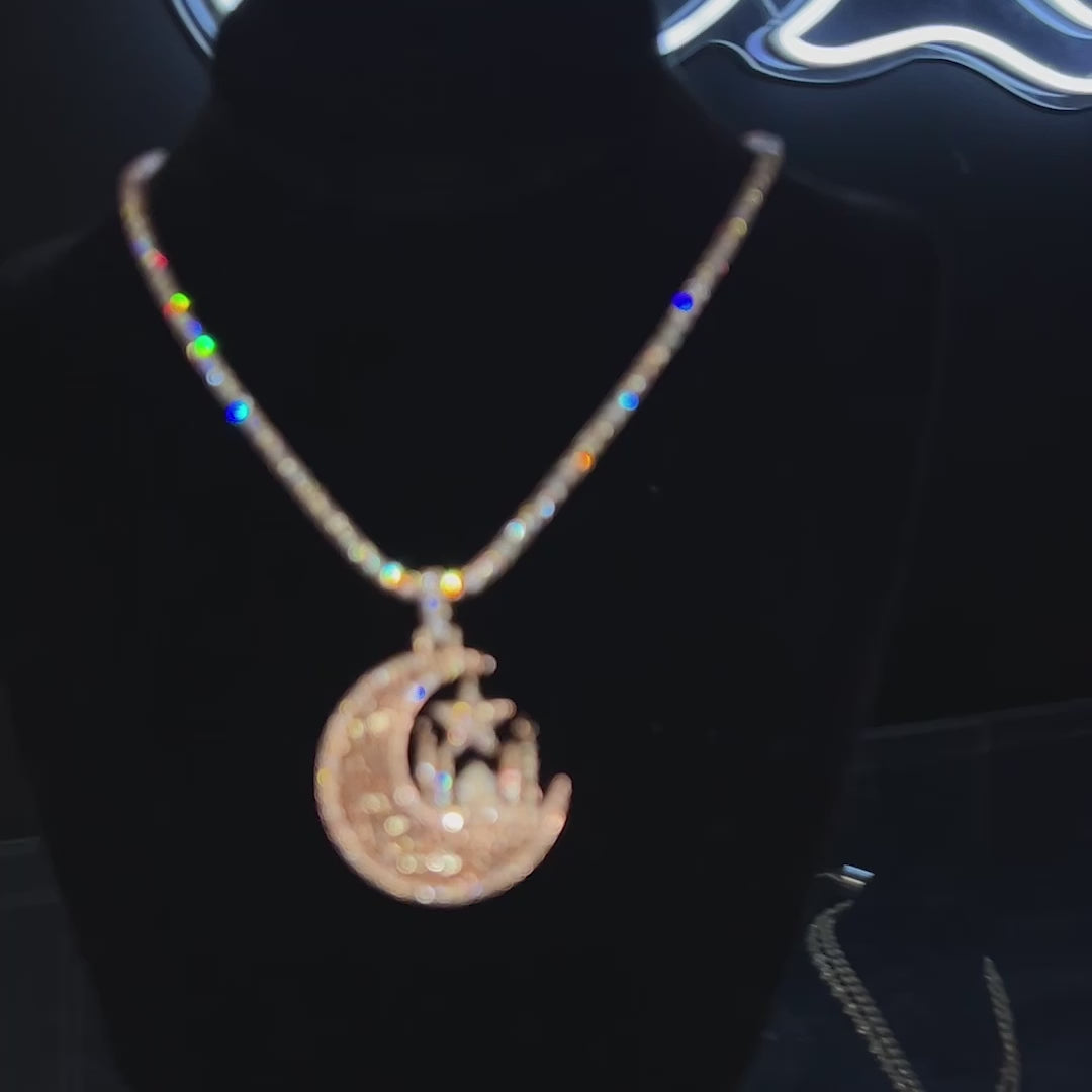 Baguette Crescent Moon Pendant - The GLD Shop