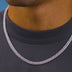 Micro Diamond Prong Cuban Necklace in White Gold - 6mm