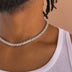 Cadena Eslabón de Serpiente de Oro Blanco con Pavé de Diamantes-6mm