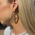 Baguette Heart Hoop Earrings - White Gold