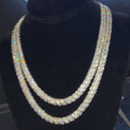 Iced Herringbone Chain in White Gold