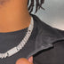 Diamond Baguette Station Cuban Chain in White Gold- 12mm