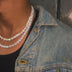 Cadena de tenis con óvalo de diamantes agrupados en oro blanco - 4 mm