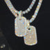 Baguette Dog Tag Pendant in Yellow Gold