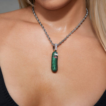 Rick & Morty Pickle Official Warner Bros. Pendant in White Gold