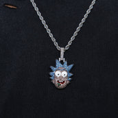Rick & Morty Rick Head Official DC Comics Pendant in White Gold