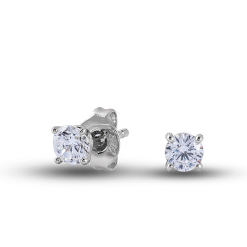 Round Cut Lab Grown Diamond Stud Earrings in Solid White Gold