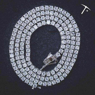 Round Cut Tennis Necklace in White Gold - 3mm - The GLD Shop