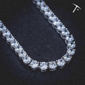 Round Cut Tennis Necklace in White Gold - 5mm - The GLD Shop